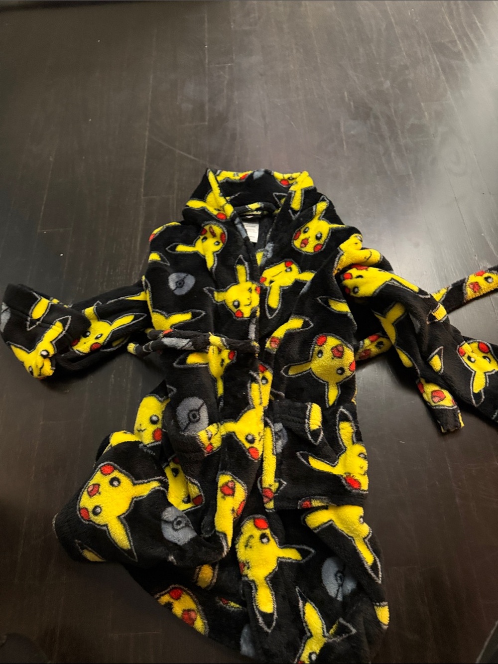 Pikachu Plush Robe - Yellow & Black Pokemon Print